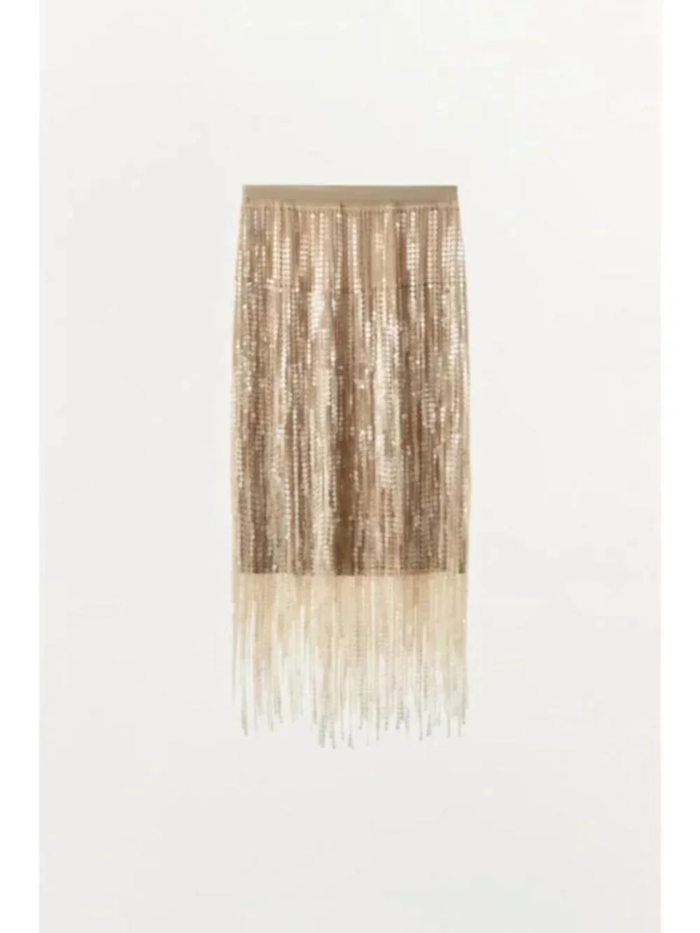 ZARA SEQUIN FRINGE MIDI SKIRT 2488/708/712